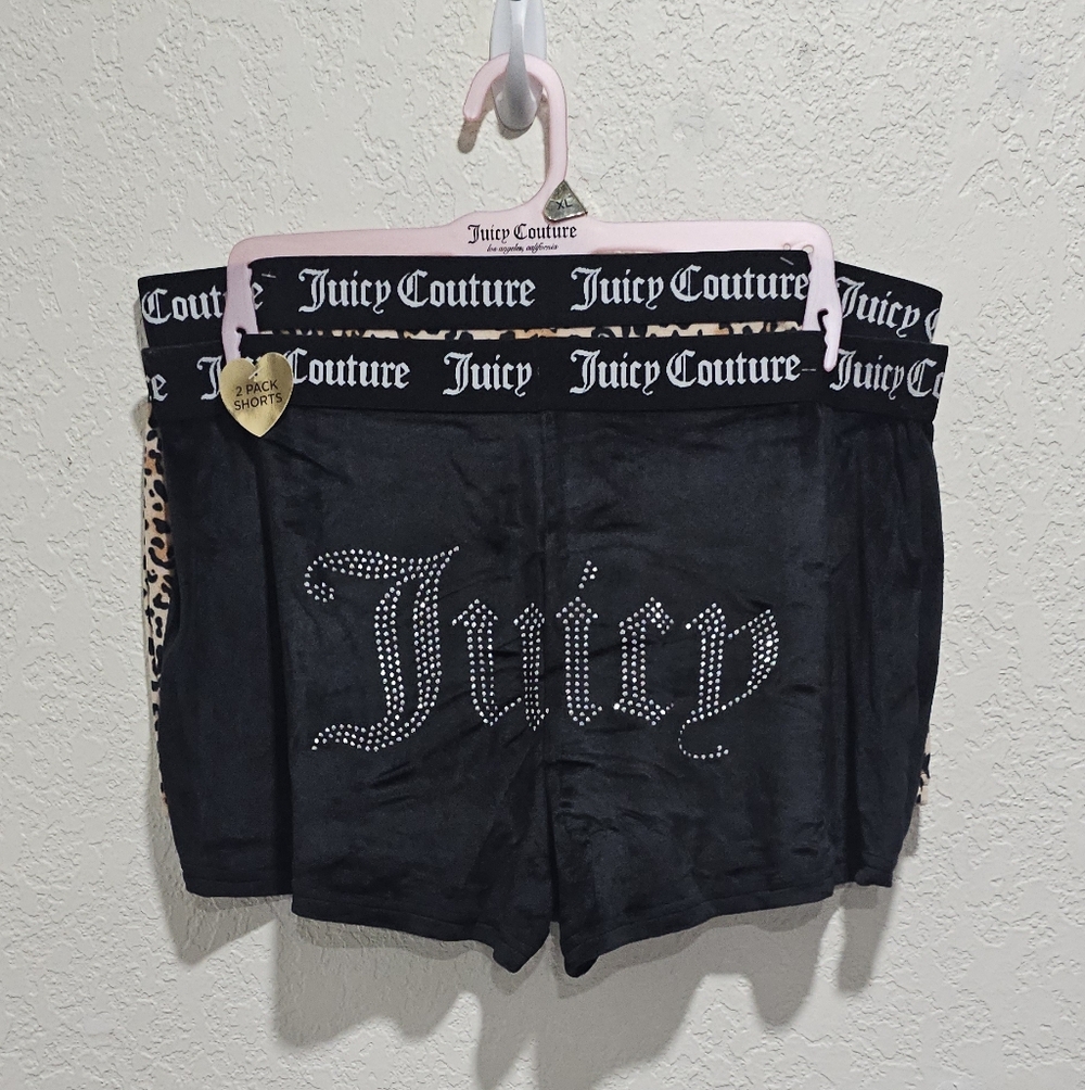Juicy Couture Pajama Short Black Animal Print Velour Set XL New Sleepwear